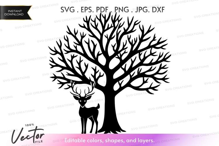 Deer Clipart Black And White Image 24