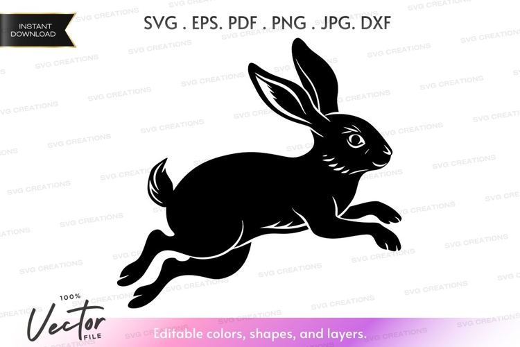 Running rabbit vector silhouette
