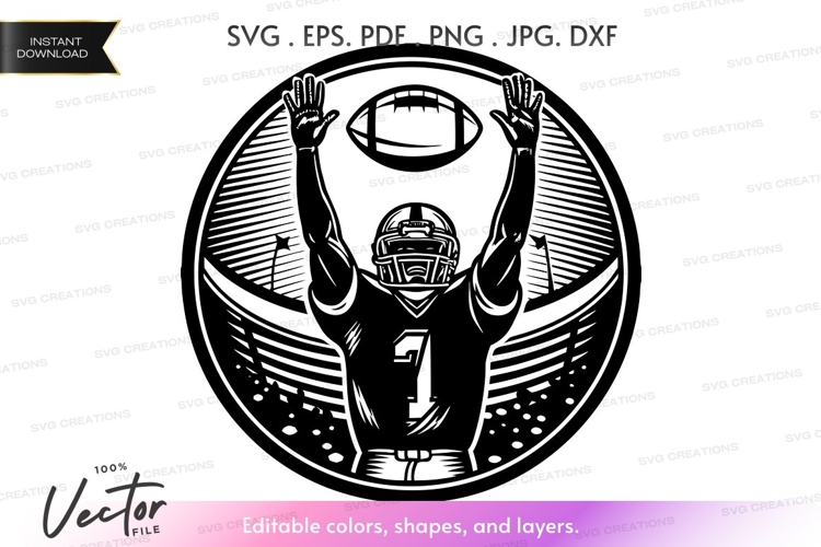 Victorious football player vector silhouette