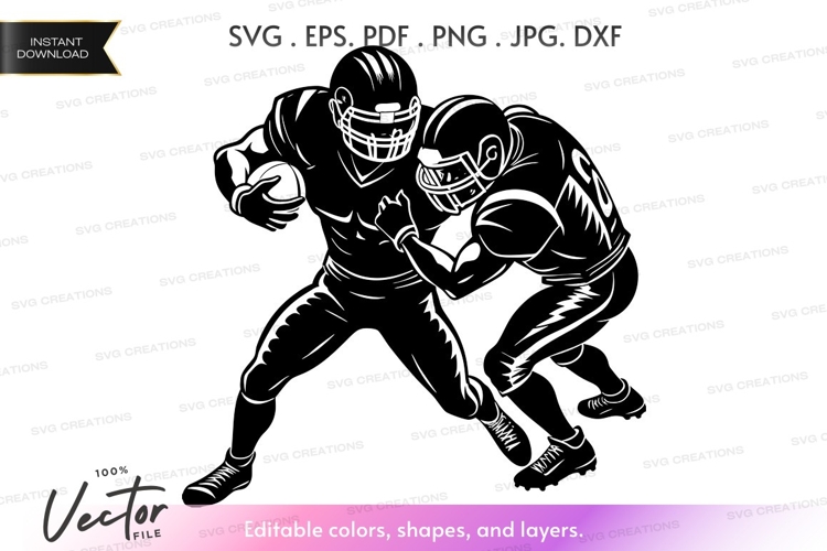 Football players in action vector silhouette