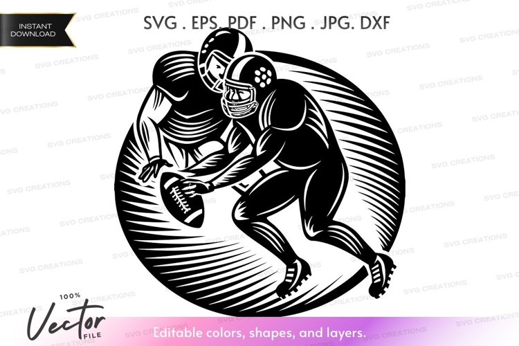 Football players in action vector silhouette