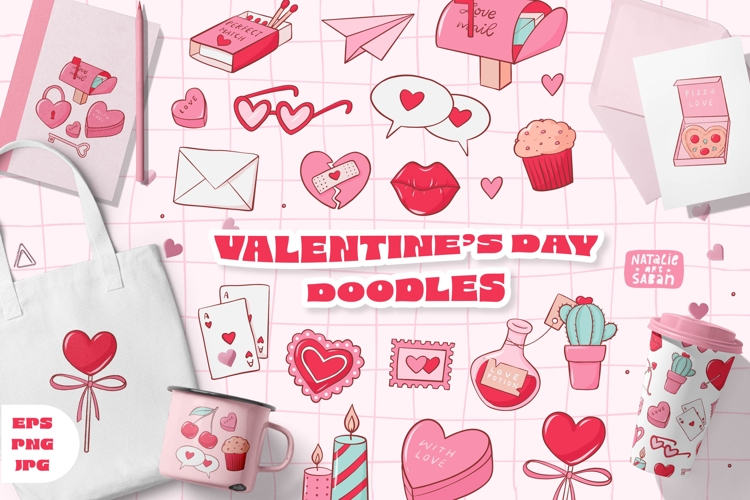 28 VALENTINES DAY DOODLES | EPS PNG JPG
