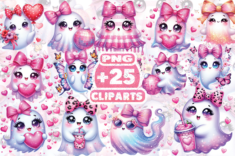 Pastel Cute Ghost Sublimation PNG | Kawaii Halloween Clipart