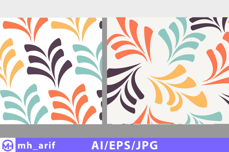 Seamless floral pattern mockups with abstract botanical