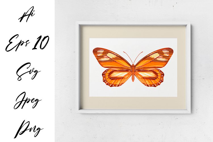 Butterfly - vector watercolor example image 1