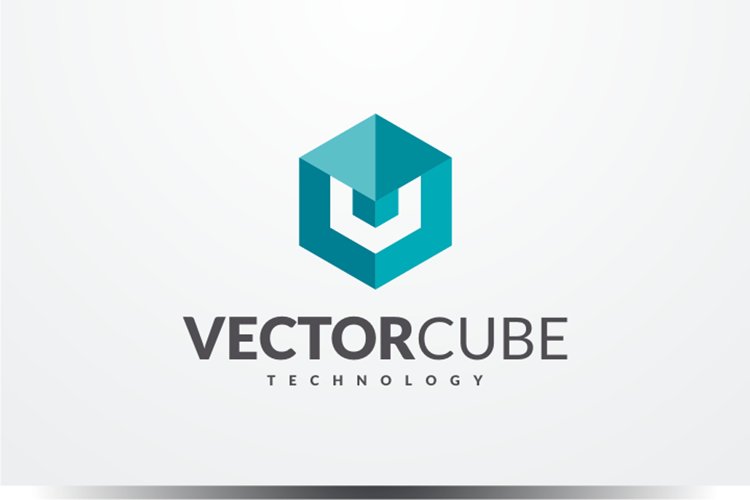 Vector Cube - Letter U or V Logo