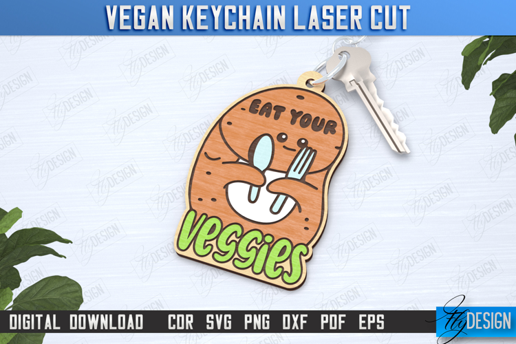 Vegan Keychain Laser Cut | Vegan Keyring | Vegetarian Gift