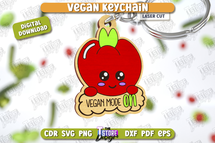 Vegan Keychain Laser Cut | Vegan Keyring | Vegetarian Gift