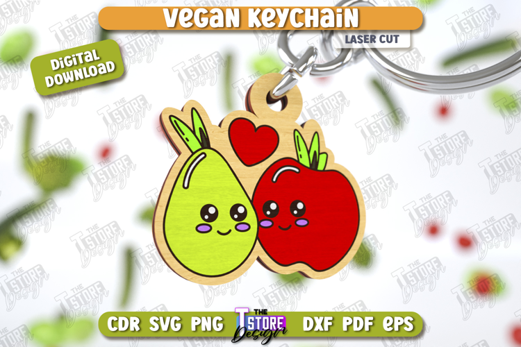 Vegan Keychain Laser Cut | Vegan Keyring | Vegetarian Gift