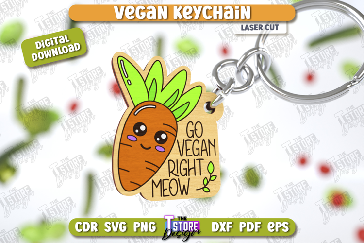 Vegan Keychain Laser Cut | Vegan Keyring | Vegetarian Gift
