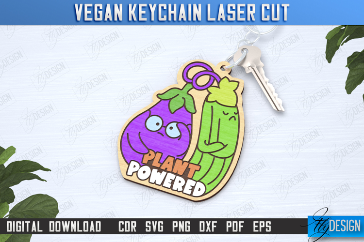 Vegan Keychain Laser Cut | Vegan Keyring | Vegetarian Gift