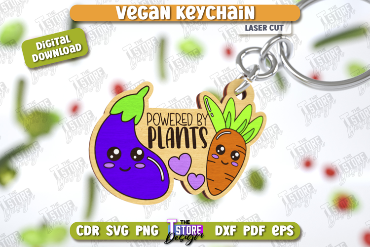 Vegan Keychain Laser Cut | Vegan Keyring | Vegetarian Gift