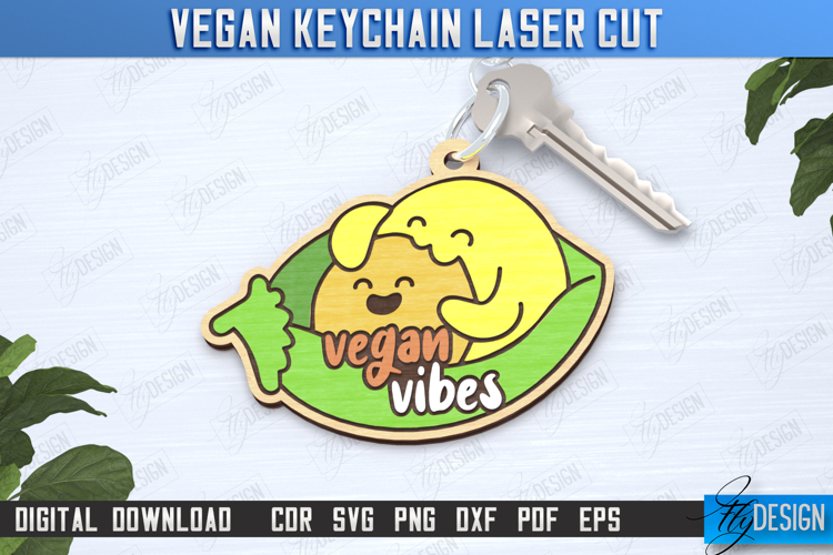 Vegan Keychain Laser Cut | Vegan Keyring | Vegetarian Gift