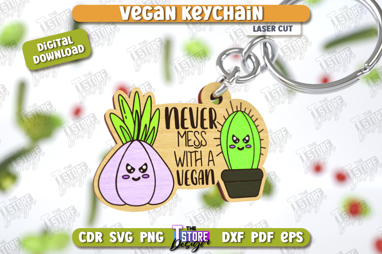 Vegan Keychain Laser Cut | Vegan Keyring | Vegetarian Gift