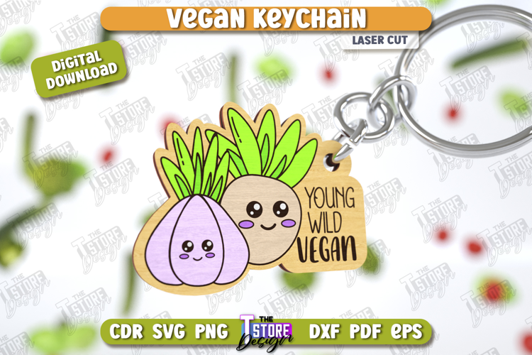 Vegan Keychain Laser Cut | Vegan Keyring | Vegetarian Gift