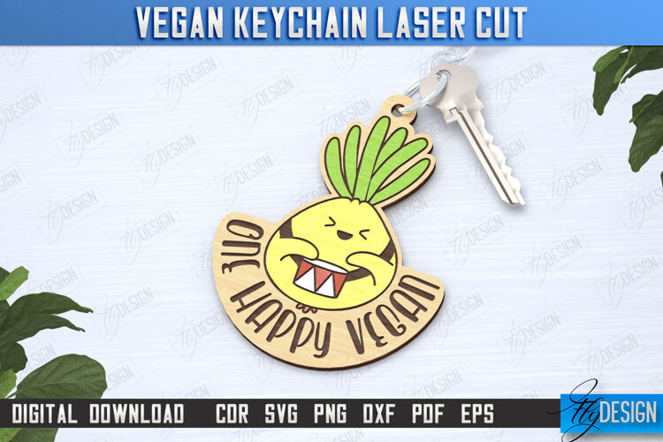 Vegan Keychain Laser Cut | Vegan Keyring | Vegetarian Gift example image 1