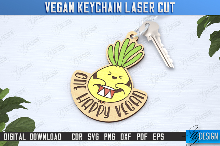 Vegan Keychain Laser Cut | Vegan Keyring | Vegetarian Gift