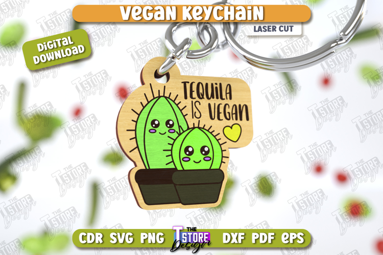 Vegan Keychain Laser Cut | Vegan Keyring | Vegetarian Gift