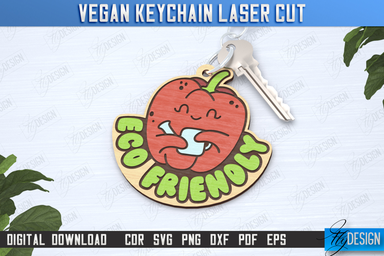 Vegan Keychain Laser Cut | Vegan Keyring | Vegetarian Gift