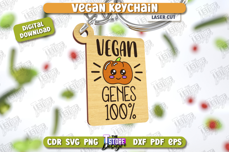 Vegan Keychain Laser Cut | Vegan Keyring | Vegetarian Gift