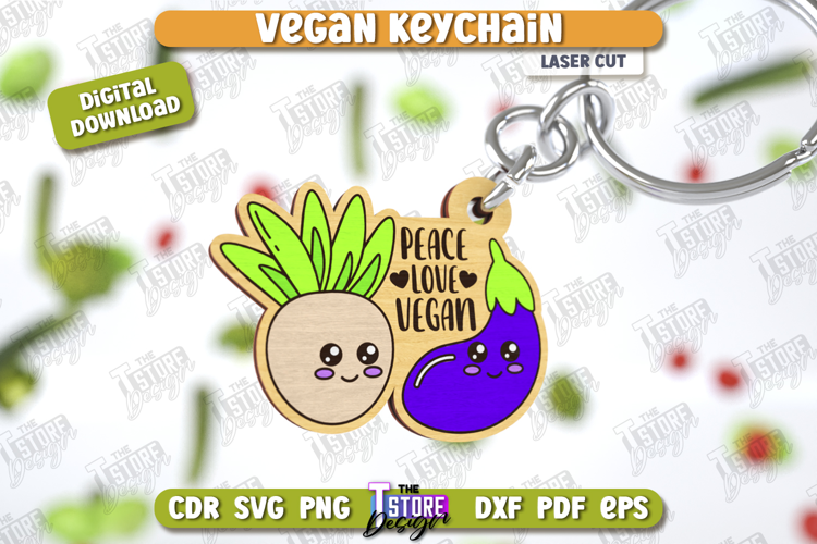 Vegan Keychain Laser Cut | Vegan Keyring | Vegetarian Gift