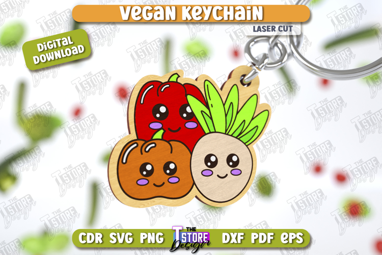 Vegan Keychain Laser Cut | Vegan Keyring | Vegetarian Gift