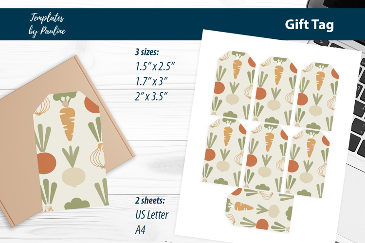 Minimal Vegetable Gift Tags, Scandinavian Veggie Packaging