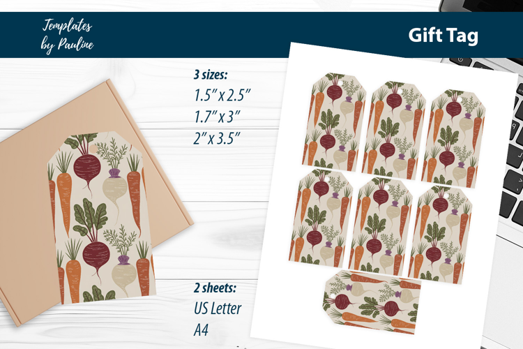 Minimal Packaging Gift Tags, Scandinavian Vegetable Labels