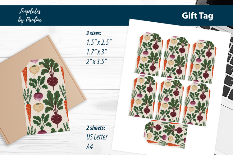 Minimal Farm Gift Tags, Scandinavian Vegetable Labels