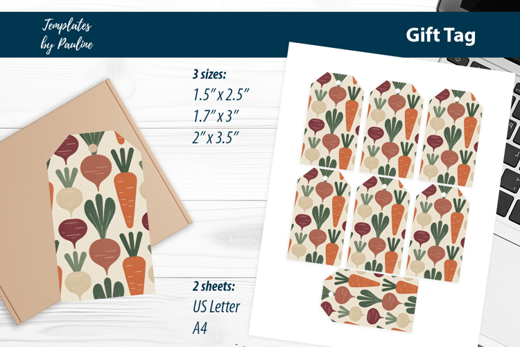 Minimal Pantry Gift Tags, Rustic Vegetable Labels for Jars