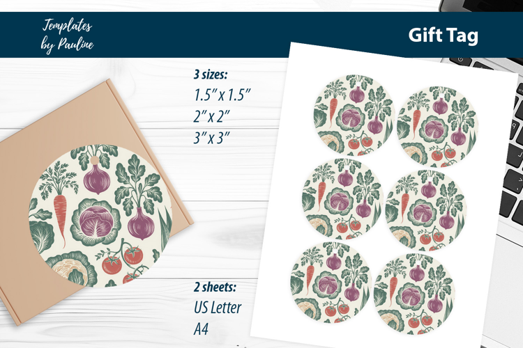 Rustic Veggie Packaging Tags for Handmade Hamper & Food Gift