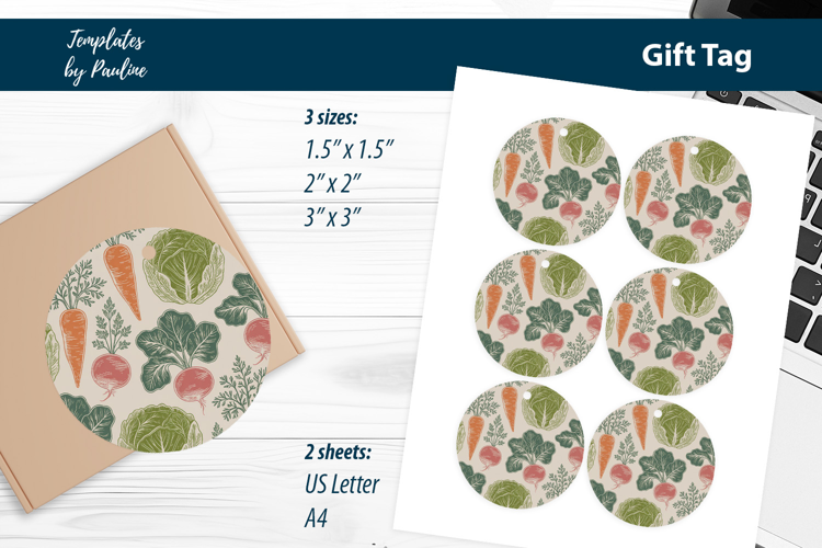 Eco Friendly Gift Tags, Cottagecore Vegetable Labels