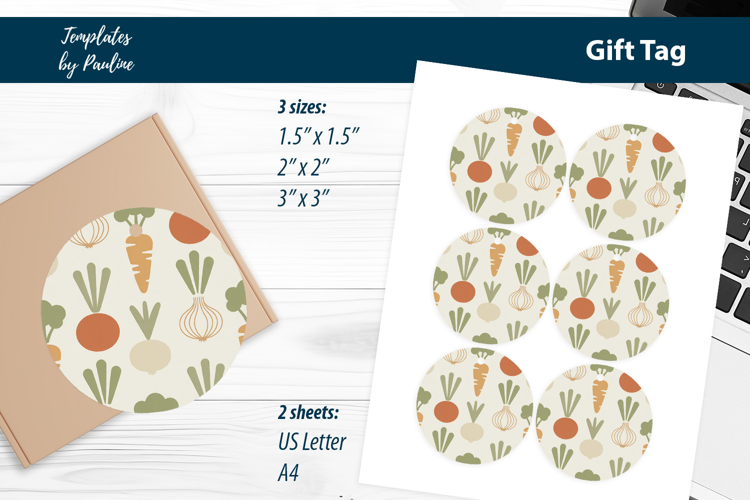 Minimal Vegetable Gift Tags, Scandinavian Veggie Packaging