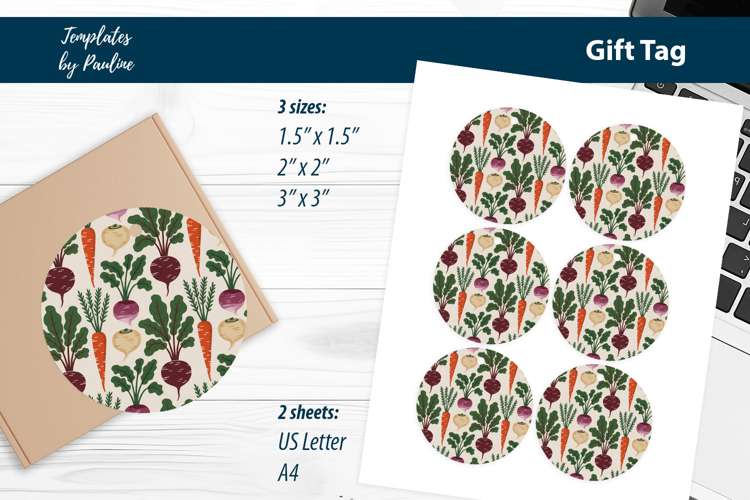 Eco Friendly Gift Tags, Minimal Vegetable Packaging Labels