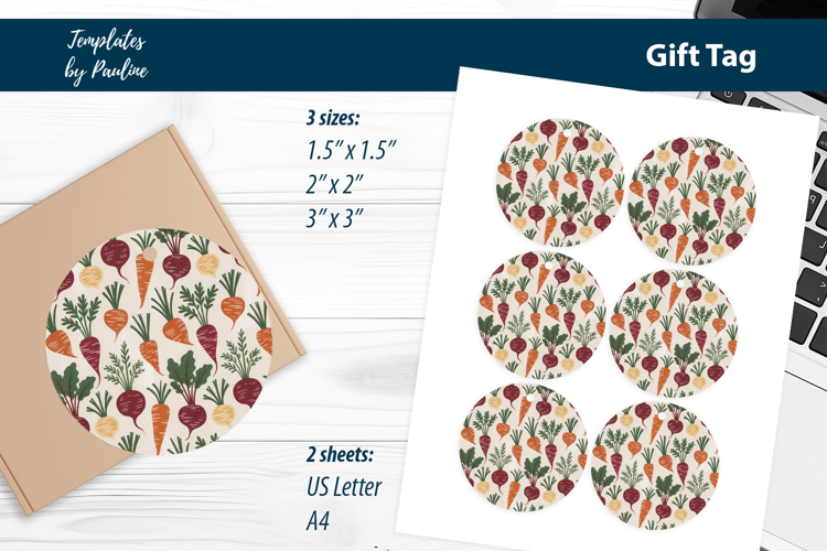 Minimal Botanical Gift Tags, Vegetable Labels for Handmade