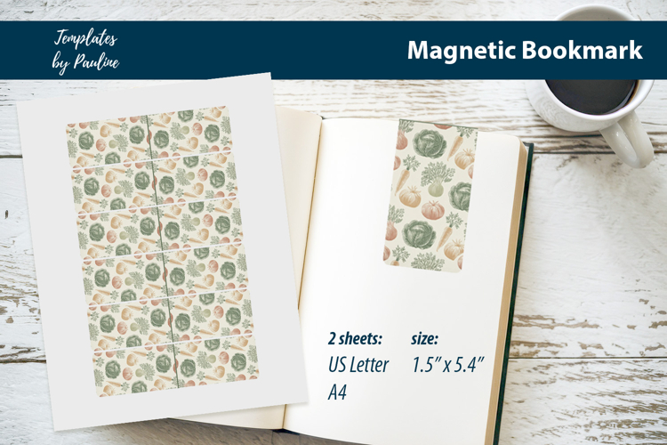 Vintage Botanical Carrot Cabbage Tomato Bookmark Printable example image 1