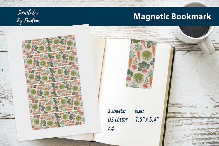 Cottagecore Vegetable Bookmark Printable, Magnetic Bookmark example image 1