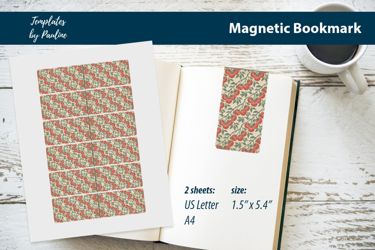 Cottagecore Botanical Magnetic Bookmark print and Cut example image 1