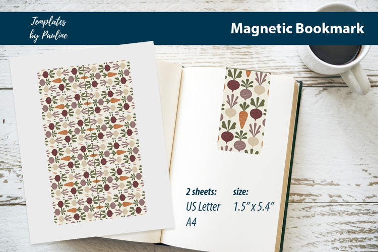 Neutral Farmhouse Root Vegetable Bookmark, Magnetic Bookmark example image 1