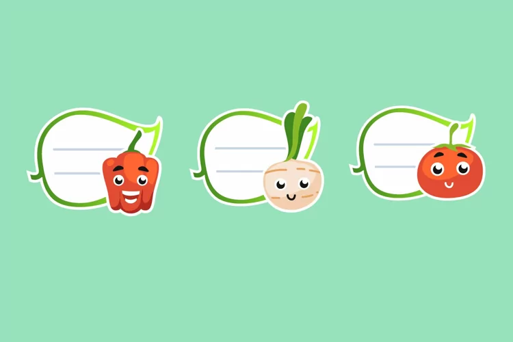 Vegetable Price Tag Sticker Illustrations