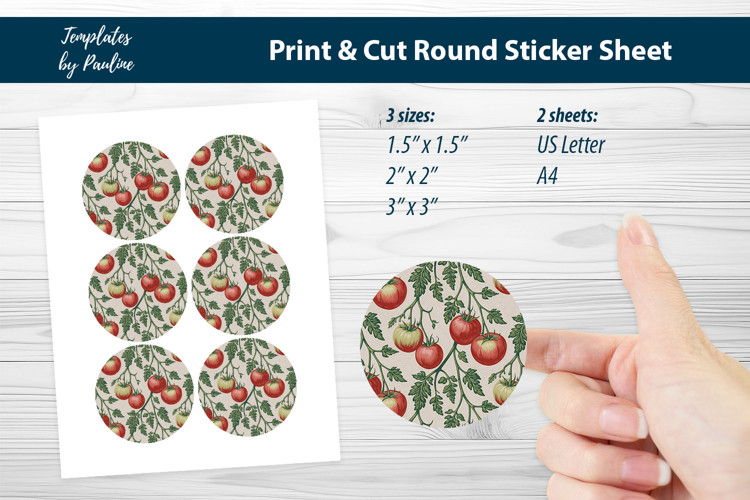 Cottagecore Journal Sticker, Vintage Tomatoes Botanical Seal