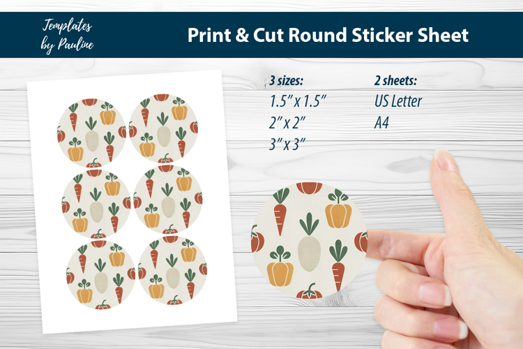 Clean Botanical Stickers, Carrot Beet Turnip Stickers example image 1