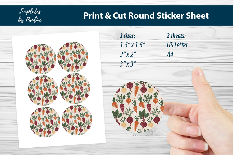 Minimal Vegetable Stickers, Scandinavian Botanical Seal example image 1