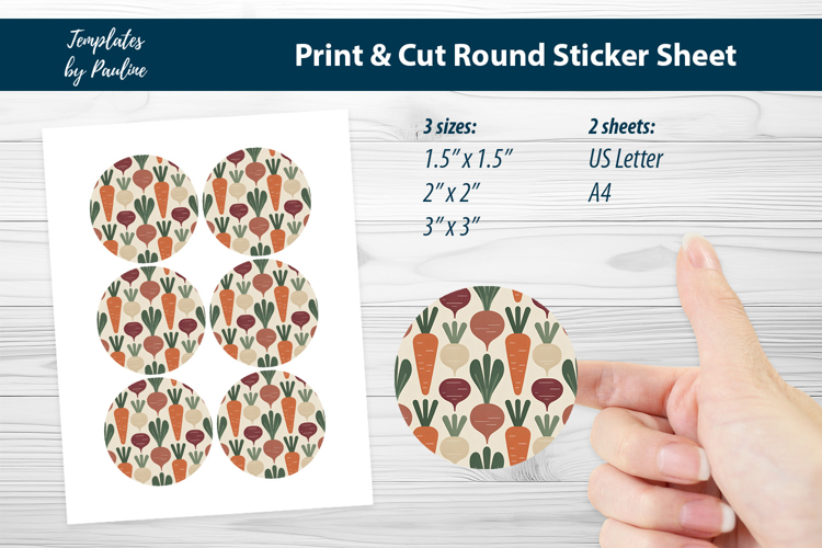 Scandinavian Botanical Stickers, Clean Root Veggie Seal example image 1