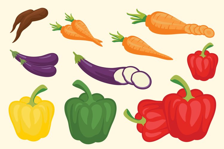 Vegetables Boho Style Vector Set example image 1