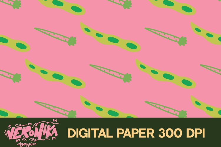 Veggies digital paper. Carrot and peas