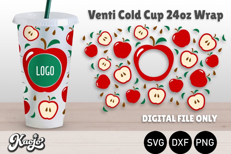 Full Wrap Red Apple Sweet Fruit 24oz Venti Cold Cup SVG