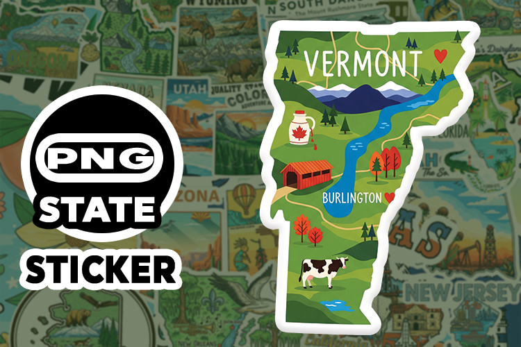 Vermont Sticker PNG SVG | State Outline Decal File