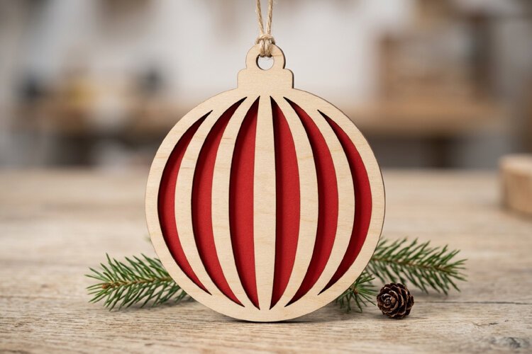 Vertical Christmas Ornament SVG Laser Cut Design File example image 1