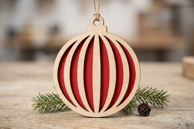 Vertical Christmas Ornament SVG Laser Cut Design File